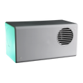 Rectangular white ventilation system with teal lighting on a transparent background
