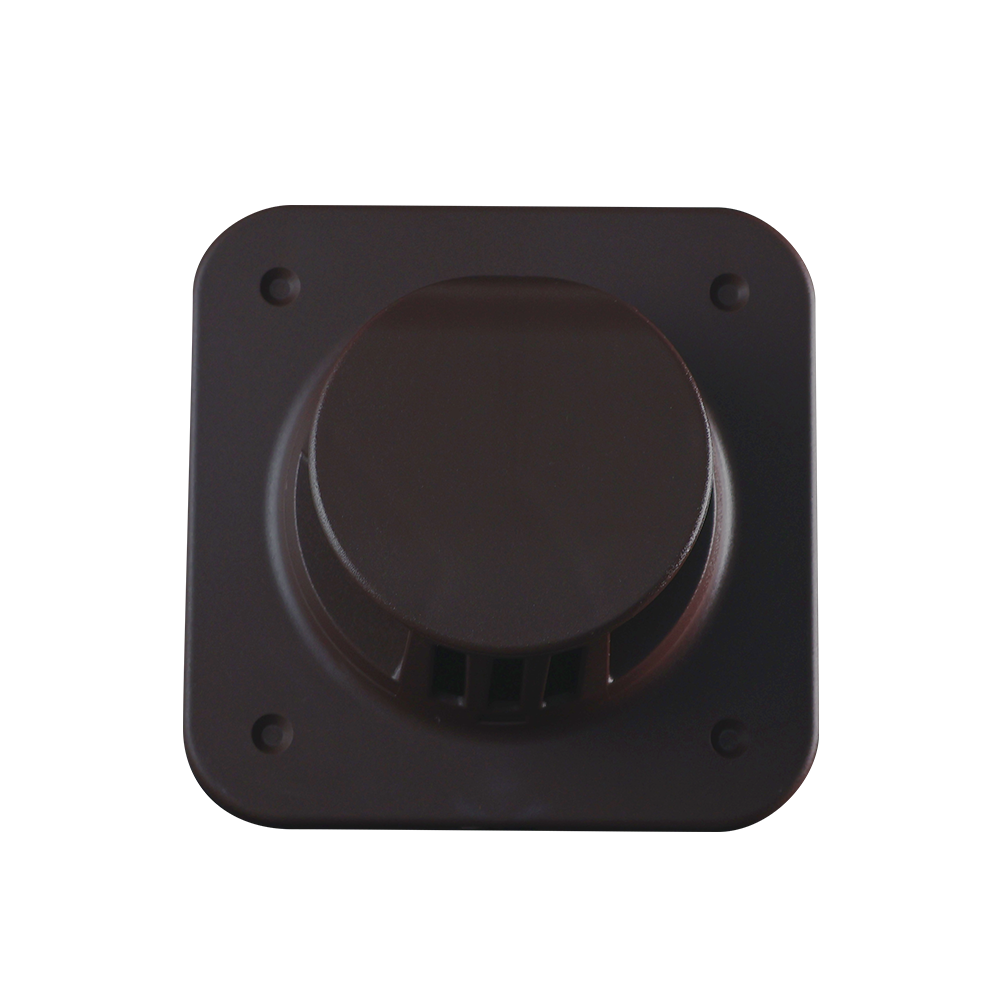 Brown square vent with a round central component on a Transparent background
