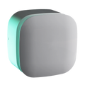 Square ventilation system with teal lighting accent on a transparent background