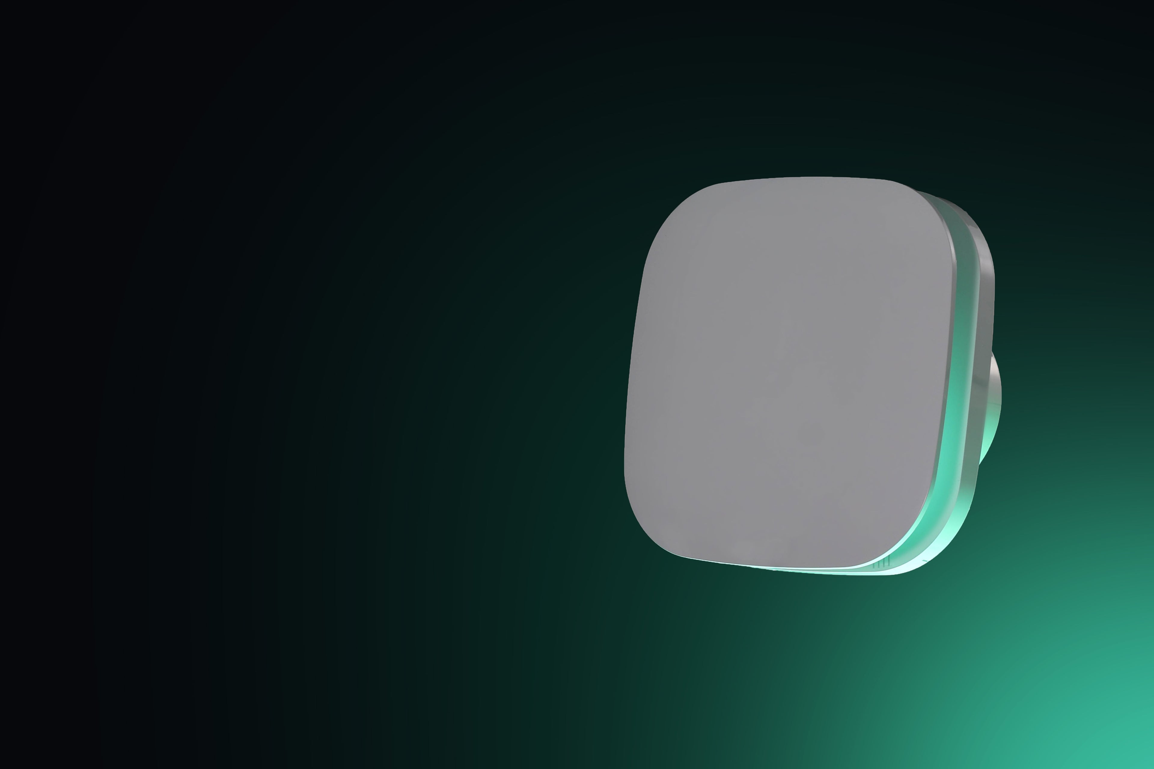White thin ventilation system on a teal and black background
